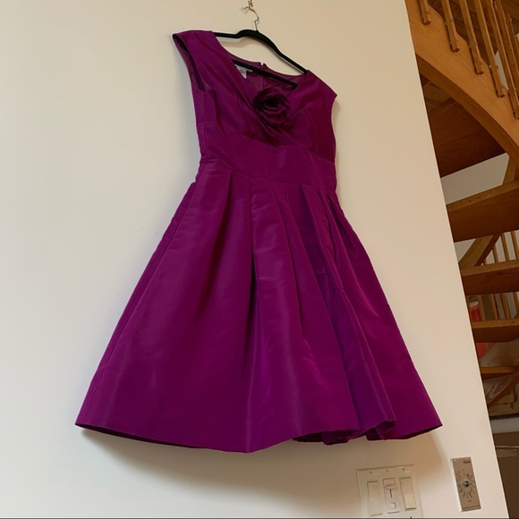 Oscar de la Renta Size 8 Silk Taffeta Party Dress w/ Handmade Flower Detail - Picture 7 of 15